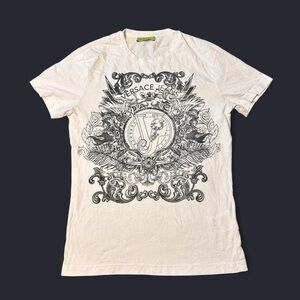 White Grunge Floral Graphic Tee by Versace Jeans!